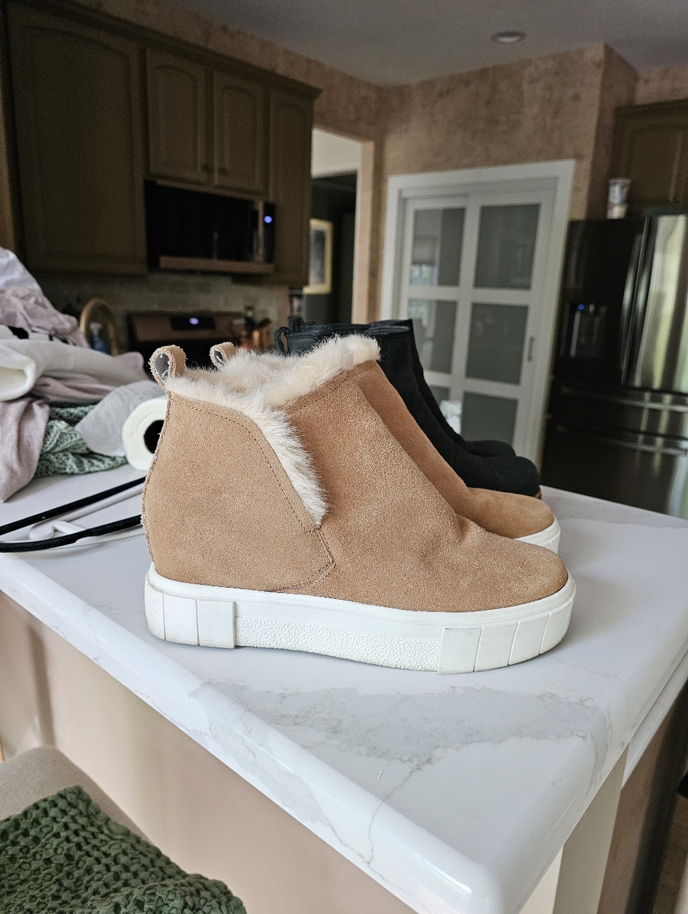Dolce Vita Zali Suede Fur lined Sneaker Booties - Picture 12 of 12